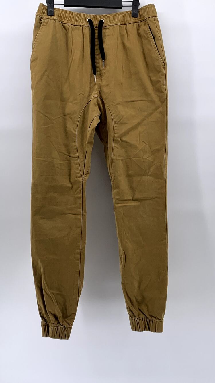 ZANEROBE Men's Tan Drawstring Sureshot Denim Jogger Pants SZ 34